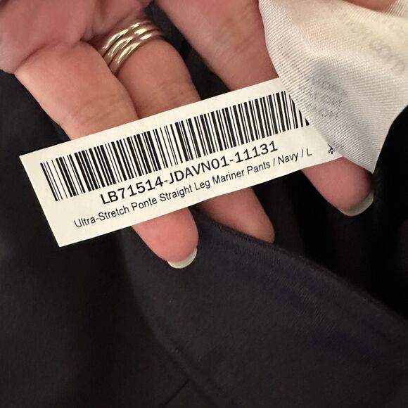 Quince Pants Womens Large Navy Ultra-Stretch Ponte Straight Leg Mariner Sailor - Picture 12 of 12